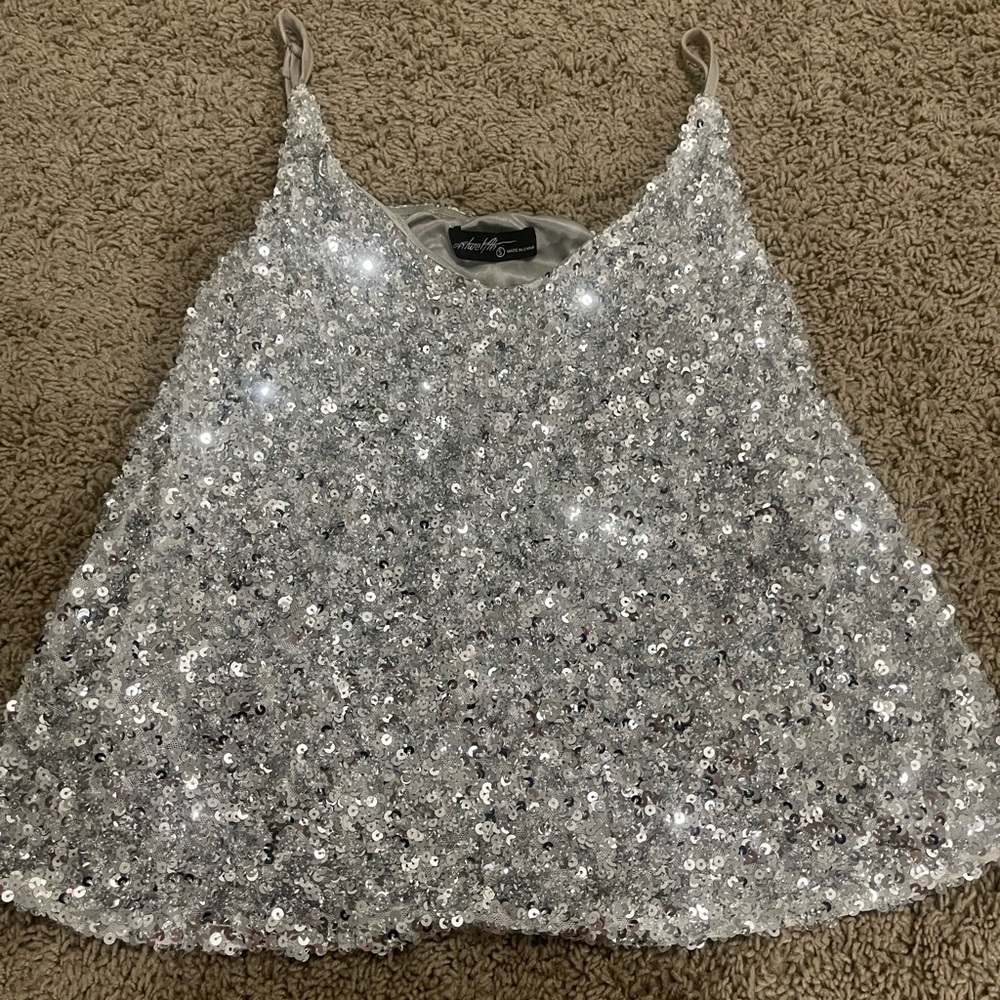 silver sequin tank top